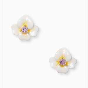 Kate Spade precious pansy white flower stud earrings